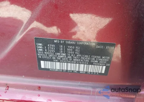 2019 Subaru Impreza 2.0I Premium из США, поврежденный, VIN 4S3GTAC69K3703559